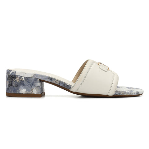 White Logo Buckle Heels