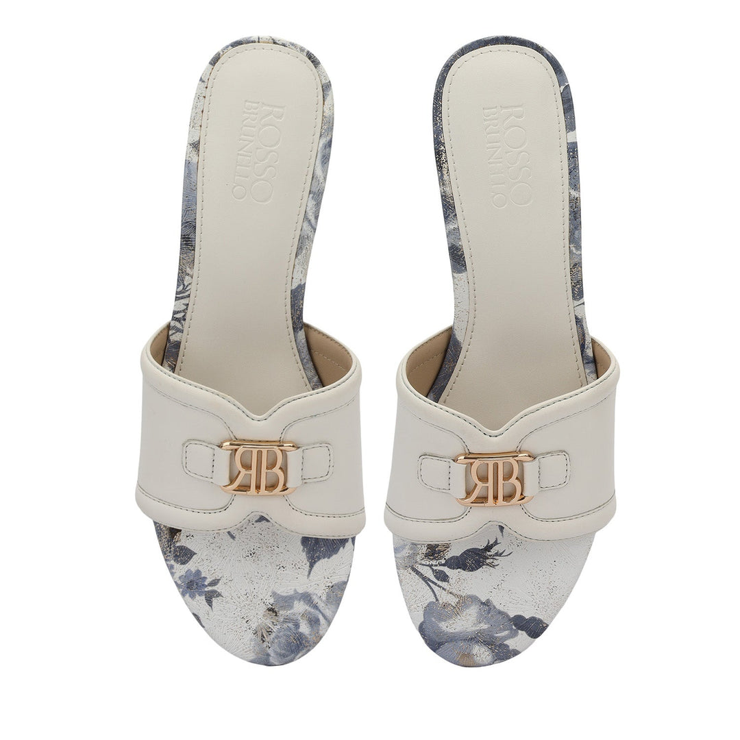 White Logo Buckle Heels