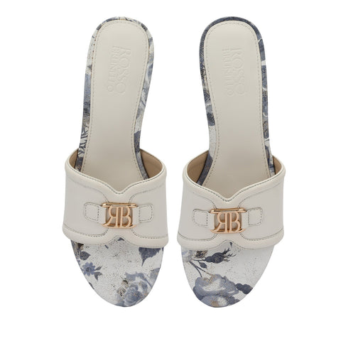 White Logo Buckle Heels