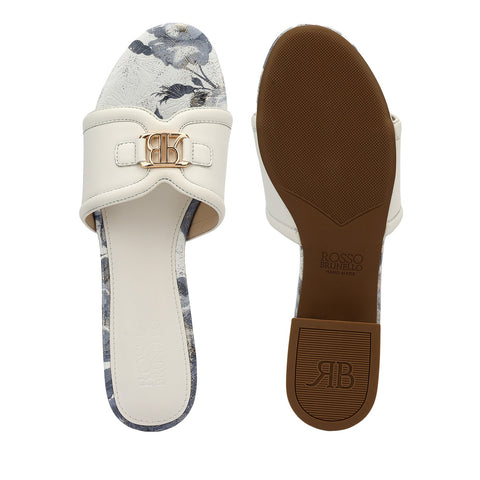 White Logo Buckle Heels