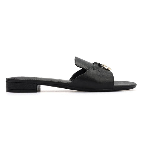 Black Charm Bow Slip-On Flats