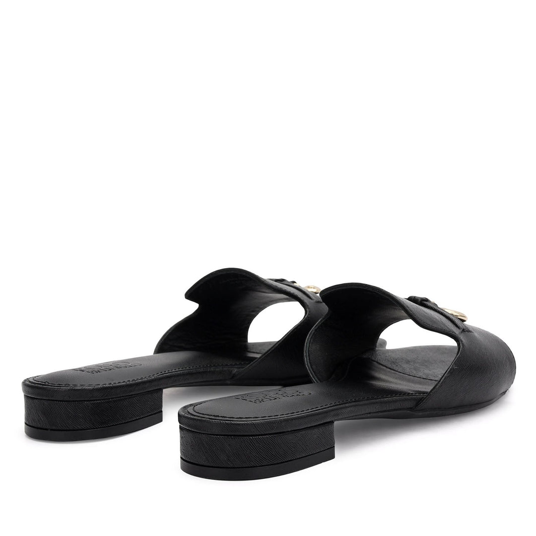 Black Charm Bow Slip-On Flats