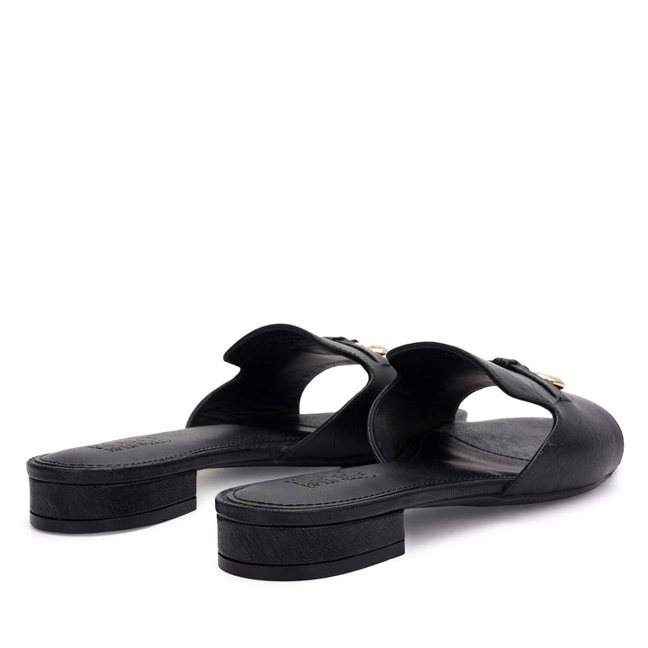 Black Charm Bow Slip-On Flats