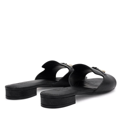 Black Charm Bow Slip-On Flats