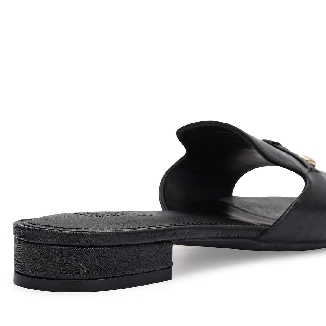 Black Charm Bow Slip-On Flats
