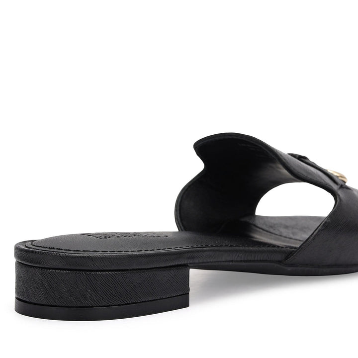 Black Charm Bow Slip-On Flats