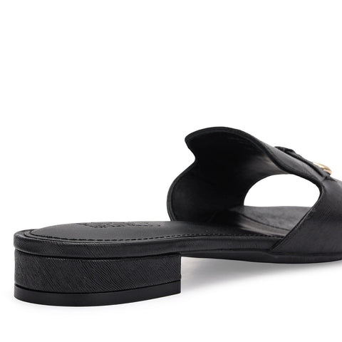 Black Charm Bow Slip-On Flats