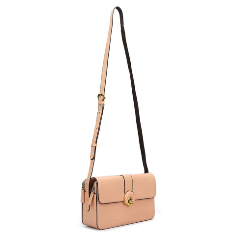 Small Franzy Leather Sling Bag - Peach