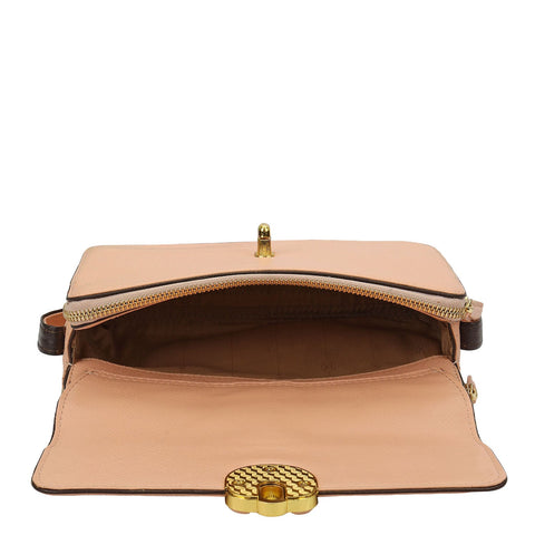 Small Franzy Leather Sling Bag - Peach