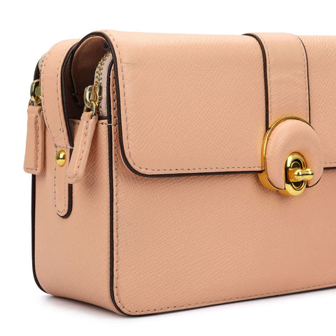 Small Franzy Leather Sling Bag - Peach