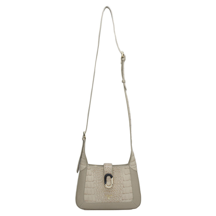 Small Croco Franzy Leather Sling - Frost