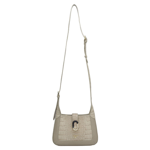 Da Milano Women's Leather Sling Bag - Small Croco Franzy - Frost