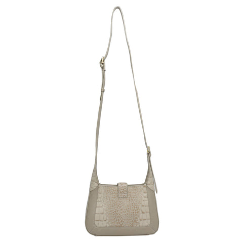 Da Milano Women's Leather Sling Bag - Small Croco Franzy - Frost