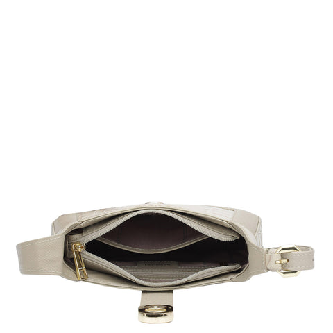 Da Milano Women's Leather Sling Bag - Small Croco Franzy - Frost