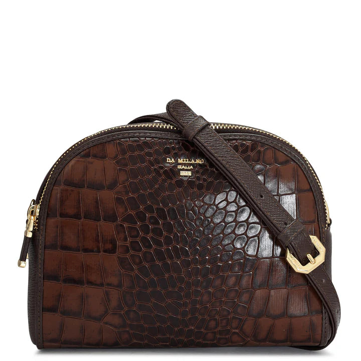 Small Croco Leather Sling - Brown