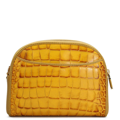 Small Croco Leather Sling - Honey