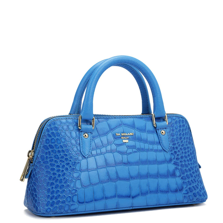 Small Croco Leather Sling - Blue