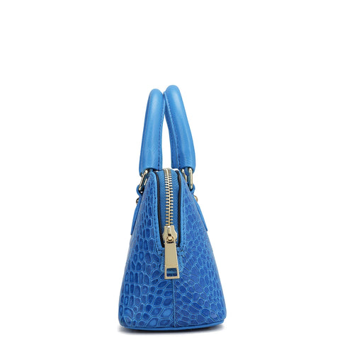 Small Croco Leather Sling - Blue