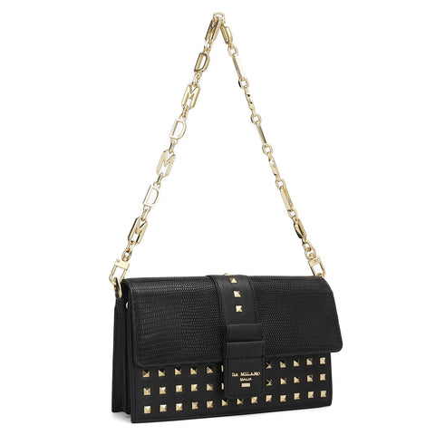 Small Lizard Franzy Leather Sling Bag - Black