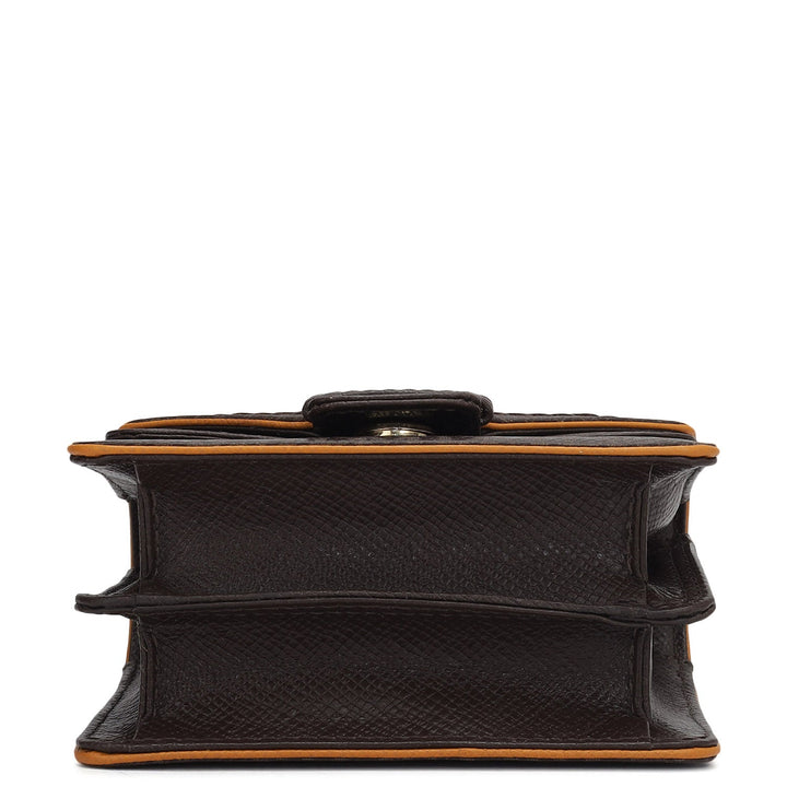 Small Monogram Franzy Leather Sling - Chocolate