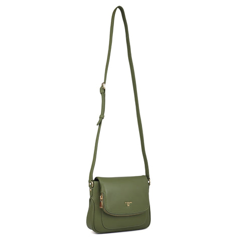 Small Wax Leather Crossbody Bag- Fern