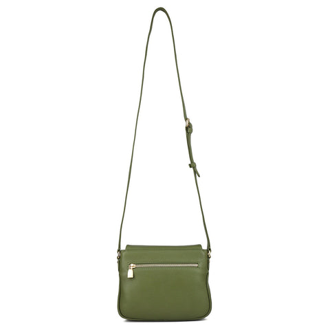 Small Wax Leather Crossbody Bag- Fern