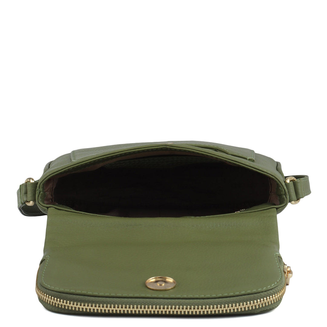 Small Wax Leather Crossbody Bag- Fern