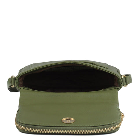 Small Wax Leather Crossbody Bag- Fern