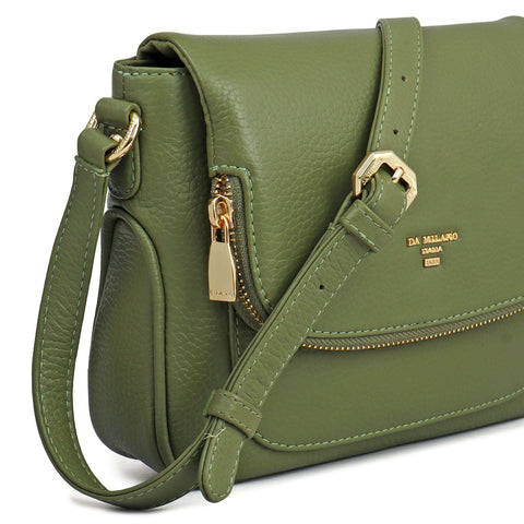 Small Wax Leather Crossbody Bag- Fern