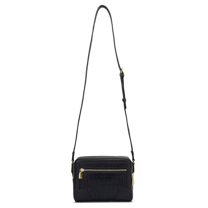 Small Croco Franzy Leather Sling - Black