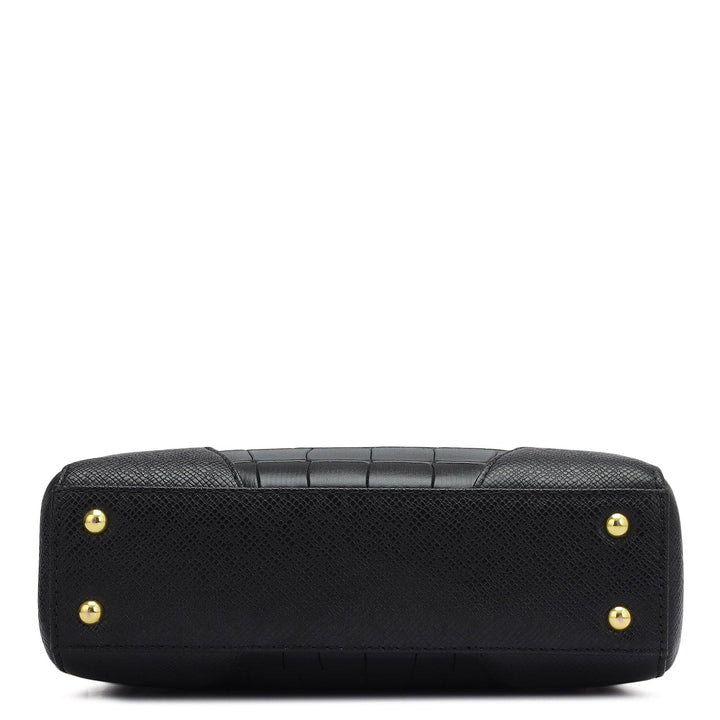 Small Croco Franzy Leather Sling - Black