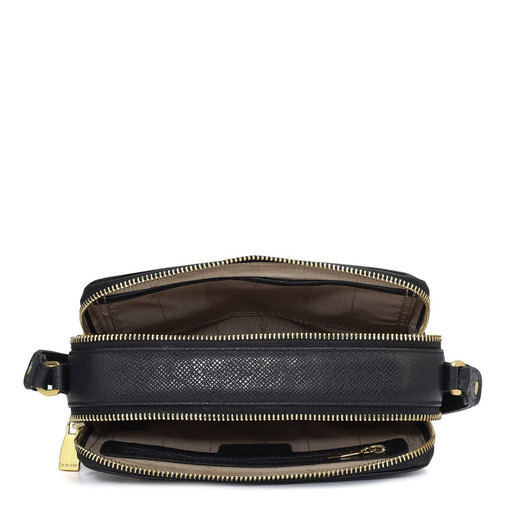 Small Croco Franzy Leather Sling - Black