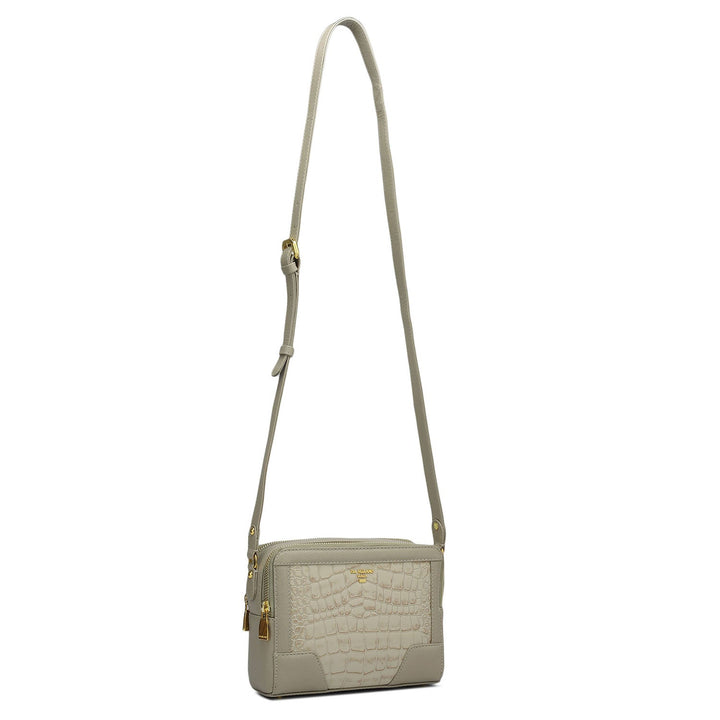 Small Croco Franzy Leather Sling - Frost