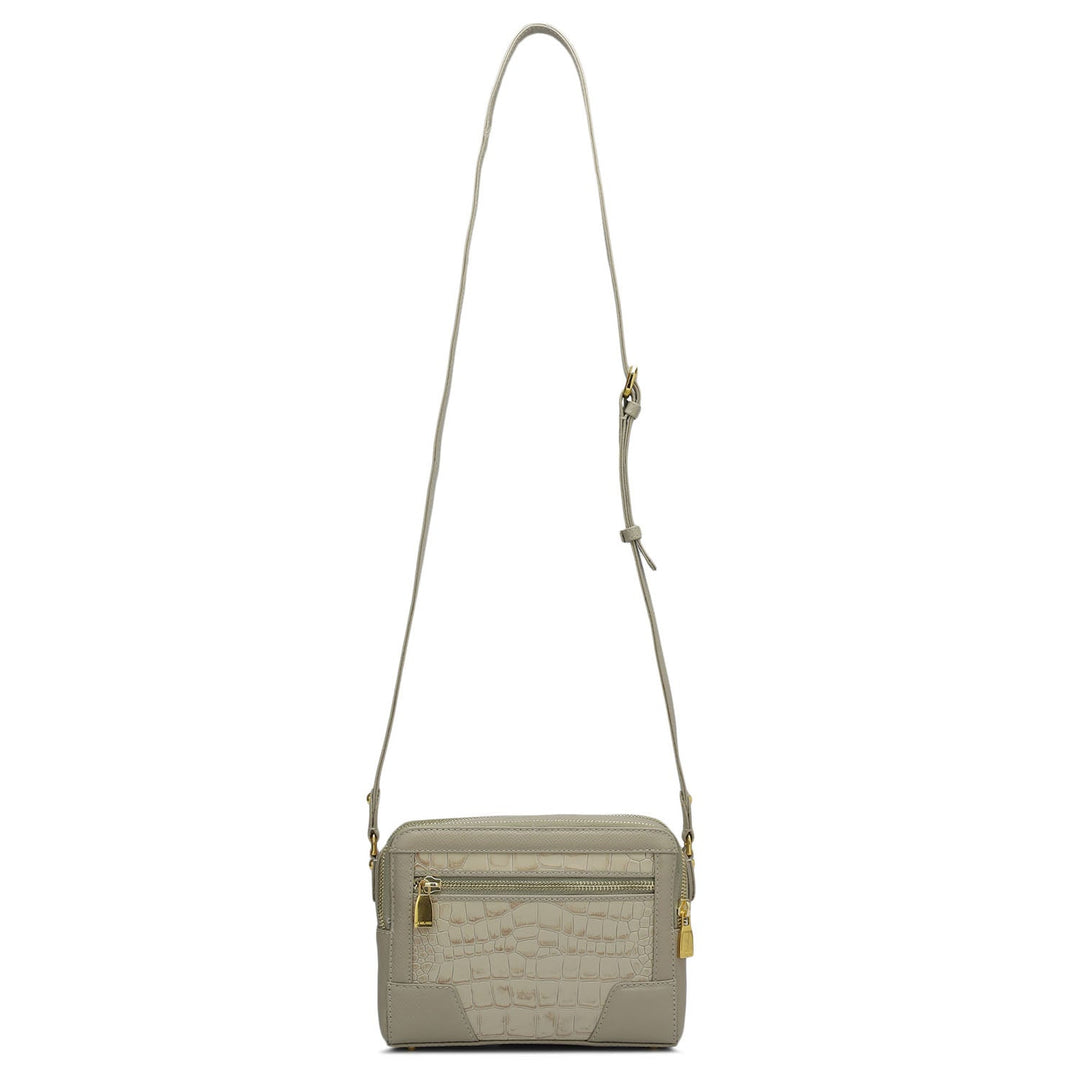 Small Croco Franzy Leather Sling - Frost