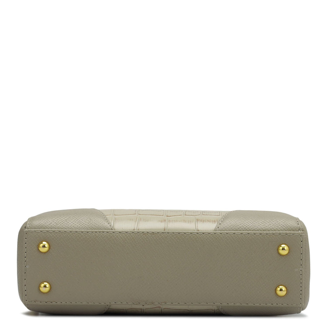 Small Croco Franzy Leather Sling - Frost