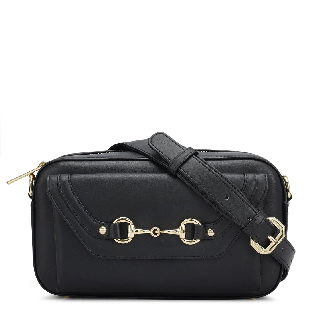 Mini Plain Leather Sling - Black