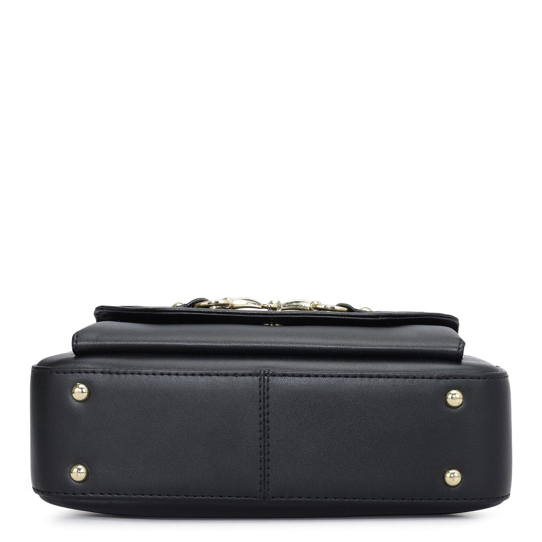 Mini Plain Leather Sling - Black