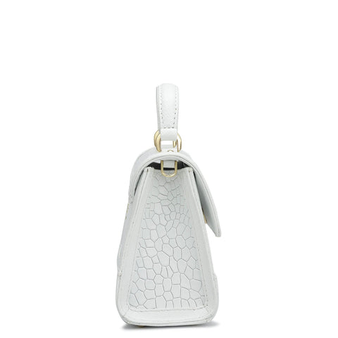 Small Croco Franzy Leather Sling - Snow