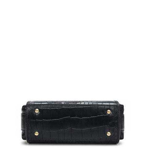 Small Croco Leather Sling - Black