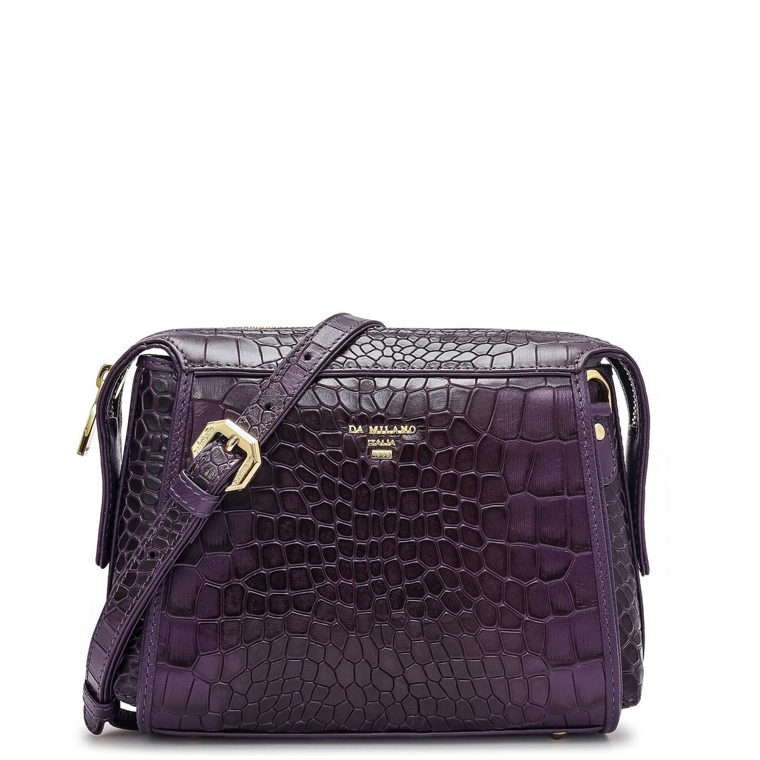 Small Croco Leather Sling - Grapevine