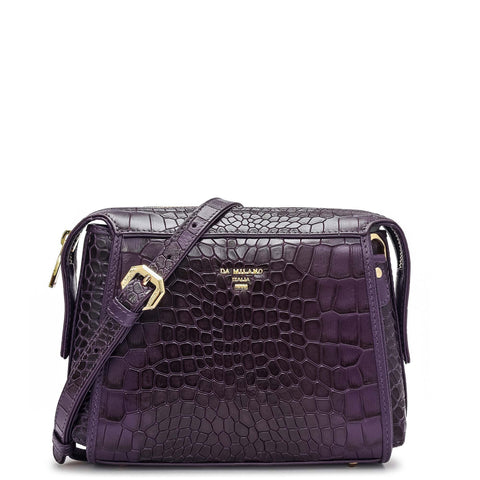 Small Croco Leather Sling - Grapevine