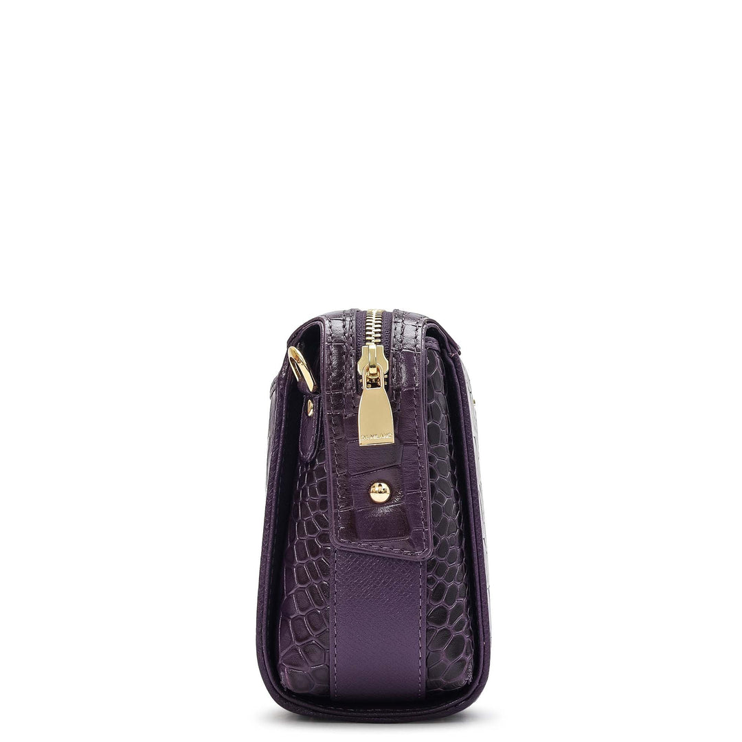 Small Croco Leather Sling - Grapevine