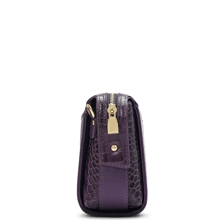 Small Croco Leather Sling - Grapevine