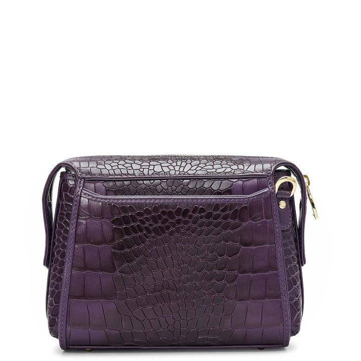 Small Croco Leather Sling - Grapevine