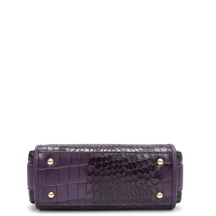 Small Croco Leather Sling - Grapevine