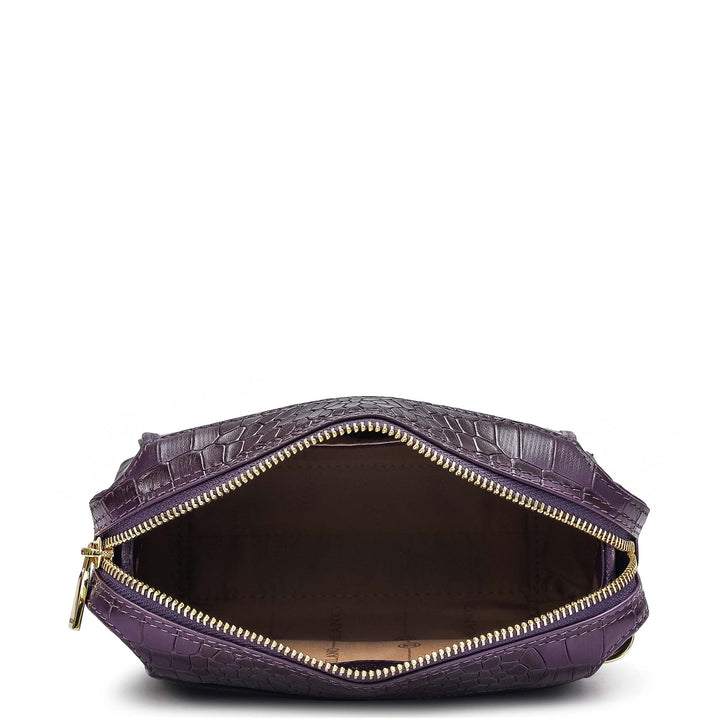 Small Croco Leather Sling - Grapevine