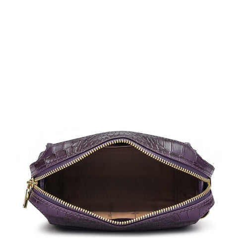 Small Croco Leather Sling - Grapevine