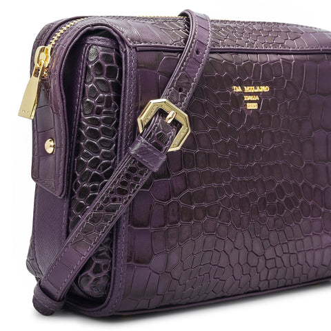 Small Croco Leather Sling - Grapevine