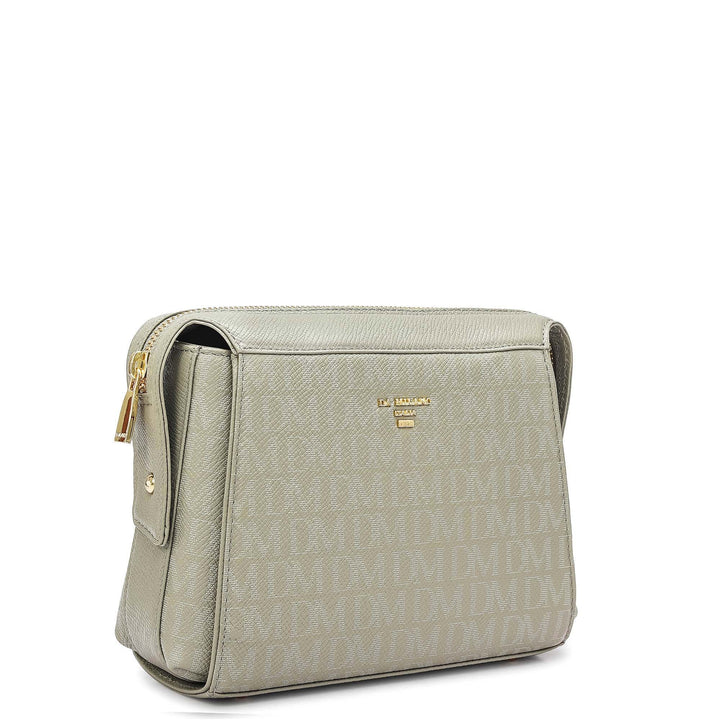 Small Monogram Leather Sling - Stone Grey