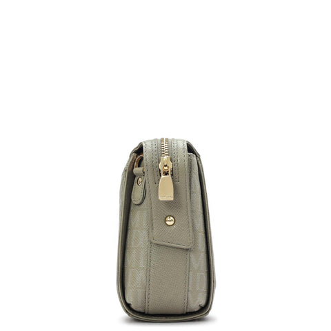 Small Monogram Leather Sling - Stone Grey